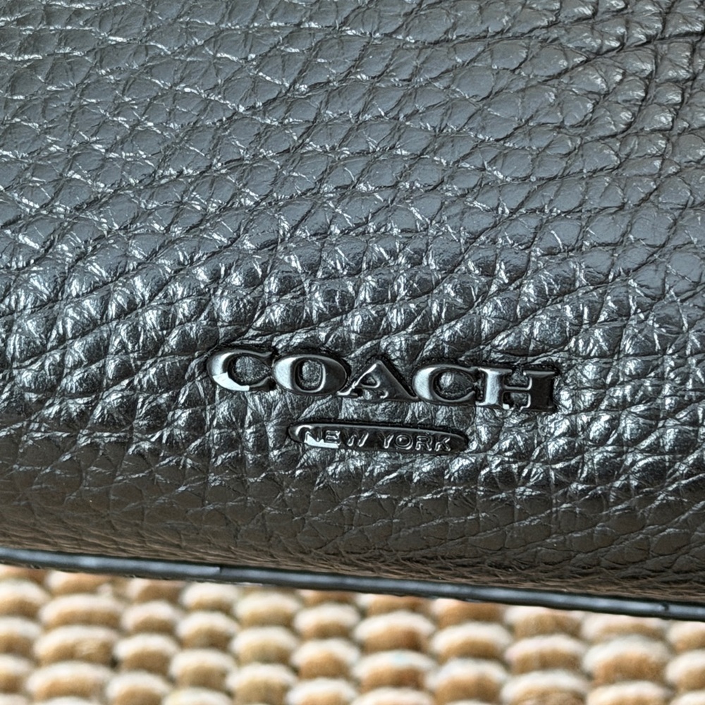 Coach Black Carryall Black Bubbled Pebbled Leather Satchel Handbag - Picture 6 of 16